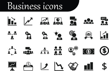 business management icons set vector
