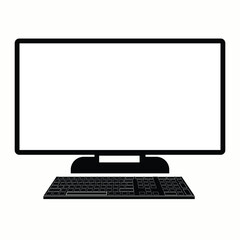 Computer and keyboard set technology icons illustration white background