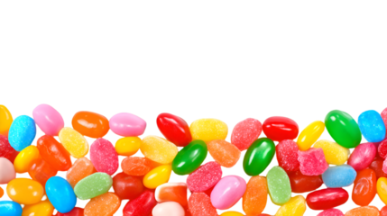Delicious colorful jelly bean assortment provides a sweet treat for any occasion, isolated on transparent background PNG