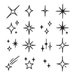 Fototapeta premium Collection of Whimsical Hand Drawn Star Illustrations Shining Brightly Representing Sparkle Light and Magic Capturing a Sense of Wonder and Awe