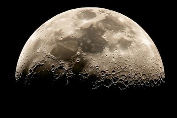 The detailed Moon showing its surface with craters in the night
