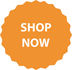 Shop Now Orange Burst Promotional Badge Design