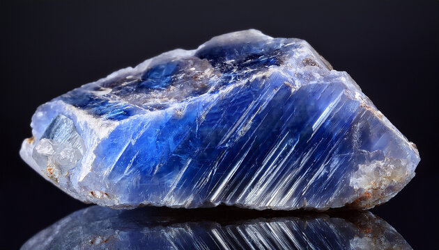 Sample Of Unpolished Iolite Crystal On Black
