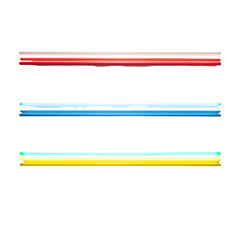 Obraz premium Three colored fluorescent light tubes isolated on transparent background