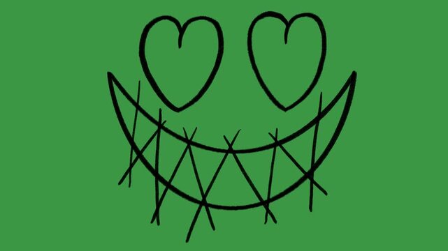 Scary Monster Face Hand Drawn Green Screen Halloween