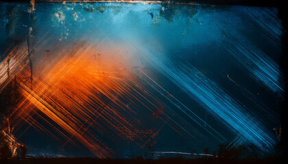 Grungy Abstract Overlay With Dark Blue And Orange Film Scratches