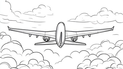 Airplane flying above clouds, aerial view, travel background, transportation, commercial flight, holiday