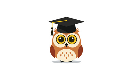 An adorable owl wearing a graduation cap signifies academic achievement.