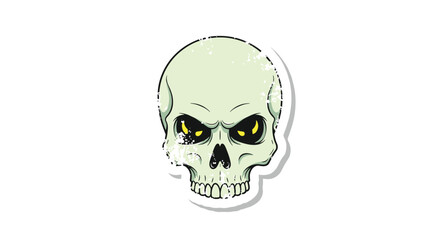 Fototapeta premium Creepy skull with glowing eyes on a white background.