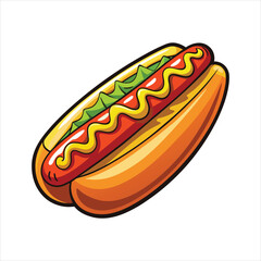 Delicious hot dog with mustard and relish food photography