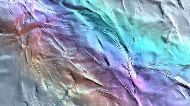 Glowing pastel holographic light with unique texture patterns and faint scratch marks, creating a surreal glowing effect.