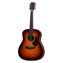Obraz premium Acoustic Guitar With Sunburst Finish And Dark Background musical instrument string instrument isolated on a transparent background