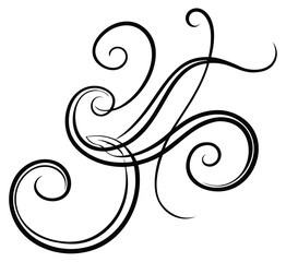 Obraz premium Elegant Black Swirl Design Artistic Flourish for Decor, Prints, and Graphic Elements - Detailed Vector Ornament with Delicate Curves and Decorative Shapes