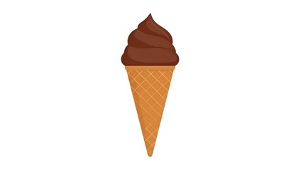 Chocolate Ice Cream Cone - Sweet Treat on White Background.