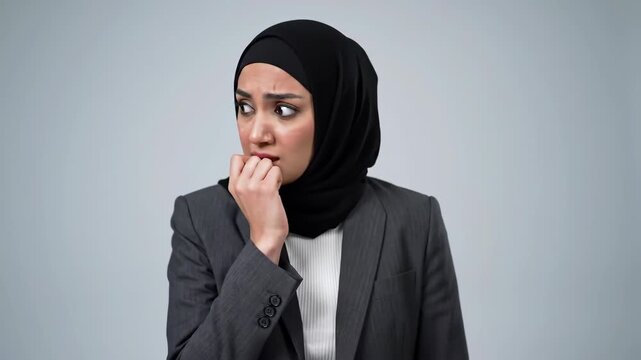 Anxious Businesswoman in Hijab
