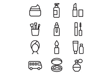 Cosmetics and beauty products icons set