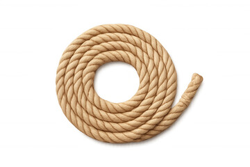 Rope coiling in a spiral shape, natural twine cord for nautical, sailing and camping concepts, transparent background
