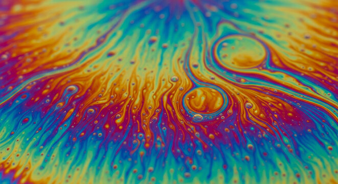 Abstract colorful soap bubble iridescent pattern macro photography wallpaper background image
