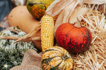 Autumn decoration and vegetables in upperaustria