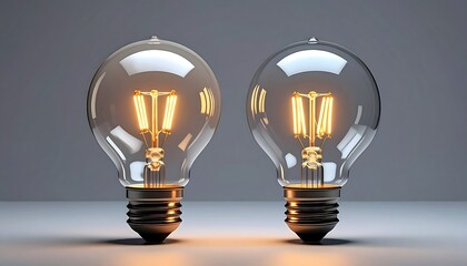 Illuminating Ideas - Two Light Bulbs Shining Brightly Together.