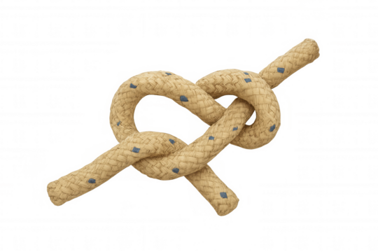 Rope knot forming a heart shape, symbolizing love, connection, and relationship, on transparent background