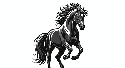 Obraz premium Black Horse Rearing.