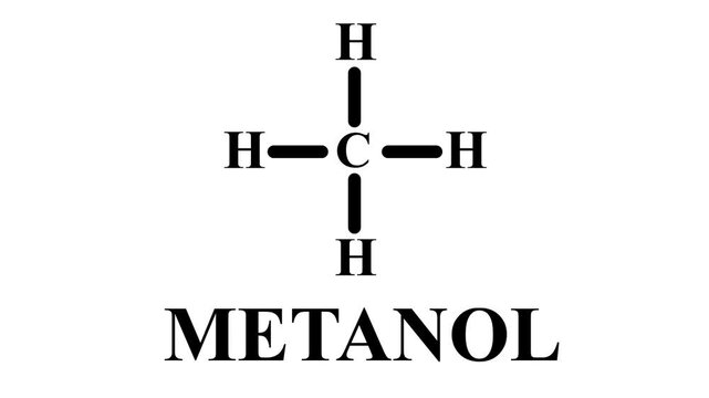 Methanol Molecule Structure on White Background 4k,