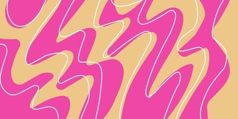 Abstract pink and beige fluid pattern with organic shapes and smooth curves, modern minimalist wavy background design