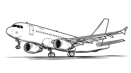 Aircraft landing on the runway, showing motion, travel concept, empty sky in background, and ready to carry passengers