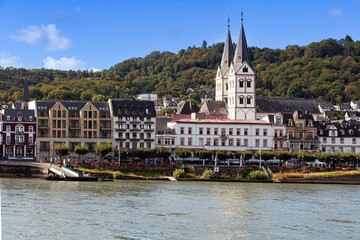 Obraz premium View of Boppard on the Rhine river, Rhineland-Palatinate, Germany, Europe