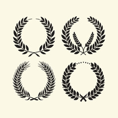 silhouette of Wheat barley ears, oat isolated frames and wreaths. Grains graphic, rice or malt icons. Gluten pictogram, cereal