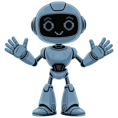 Friendly Robot on Blueprint Background - Digital Illustration png transparent 