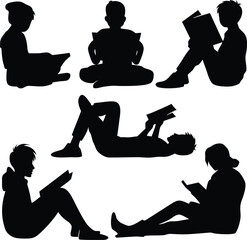 Diverse Group of People Silhouettes Standing and Sitting