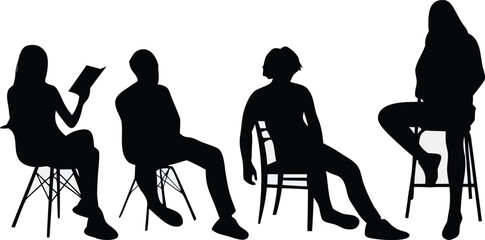 Thoughtful Man Sitting on a Chair Silhouette