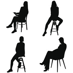 Elegant Woman Sitting on a Chair Silhouette