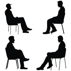 Thoughtful Man Sitting on a Chair Silhouette