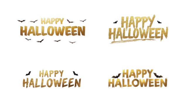 Happy Halloween text on transparent background png - Powered by Adobe