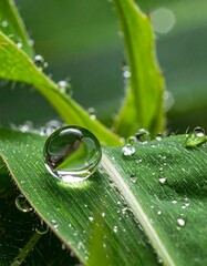 Dewdrop on Leaf - A Macro View of Natures Beauty.