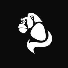 A striking white silhouette of a gorilla's head and upper body against a black background.