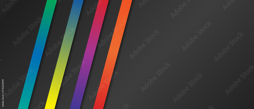 Wall mural abstract colorful stripe diagonal on black background with space