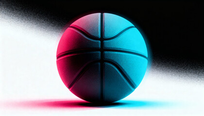 Fototapeta premium Basketball with dual tone color and grain powder explosion effect