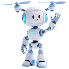 Friendly Robot on Blueprint Background - Digital Illustration png transparent 