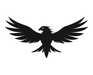 Obraz premium Minimalist black vector of a flying eagle