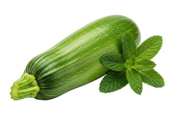 Green squash and mint leaves isolated on a transparent background