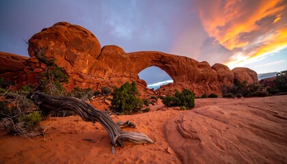 Sunset at Partition Arch - A Majestic Utah Landscape.