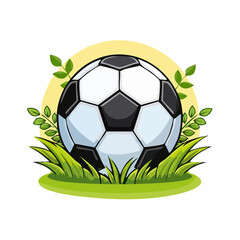 classic soccer ball on vibrant green grass,