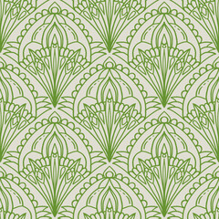 seamless floral scribble pattern background, motifs floral hand drawn, scribble style, scallop pattern, design for seamless floral pattern, printing, wrapping, background and craft © supatta