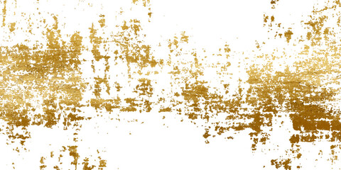 Gold grunge on transparent background. Gold splashes texture. Brush stroke design element. Grunge golden background pattern of cracks, scuffs, chips, stains, ink spots, lines