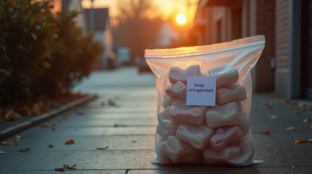  Doorstep delivery at dawn with a sealed cooler bag and ice packs