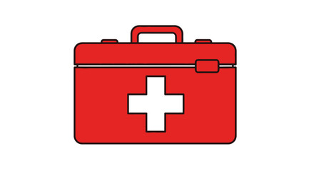 Obraz premium Red first aid kit isolated on white background with white cross on it
